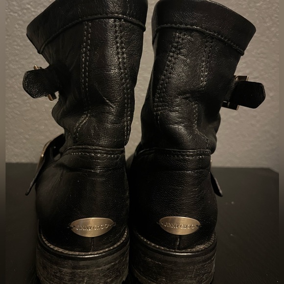 Jimmy Choo Black leather boots with gold buckles - Picture 2 of 4